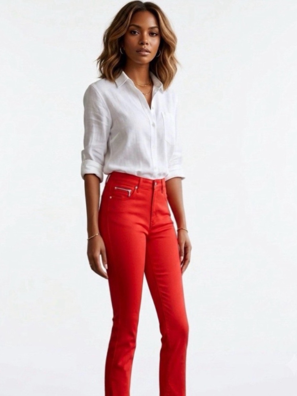 Lauren Jeans Co.  Slim Red Straight Leg Jeans